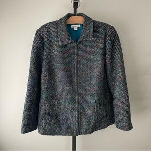 Y2K Vintage Coldwater Creek Colorful Tweed Zip Up Jacket Plus Size 18